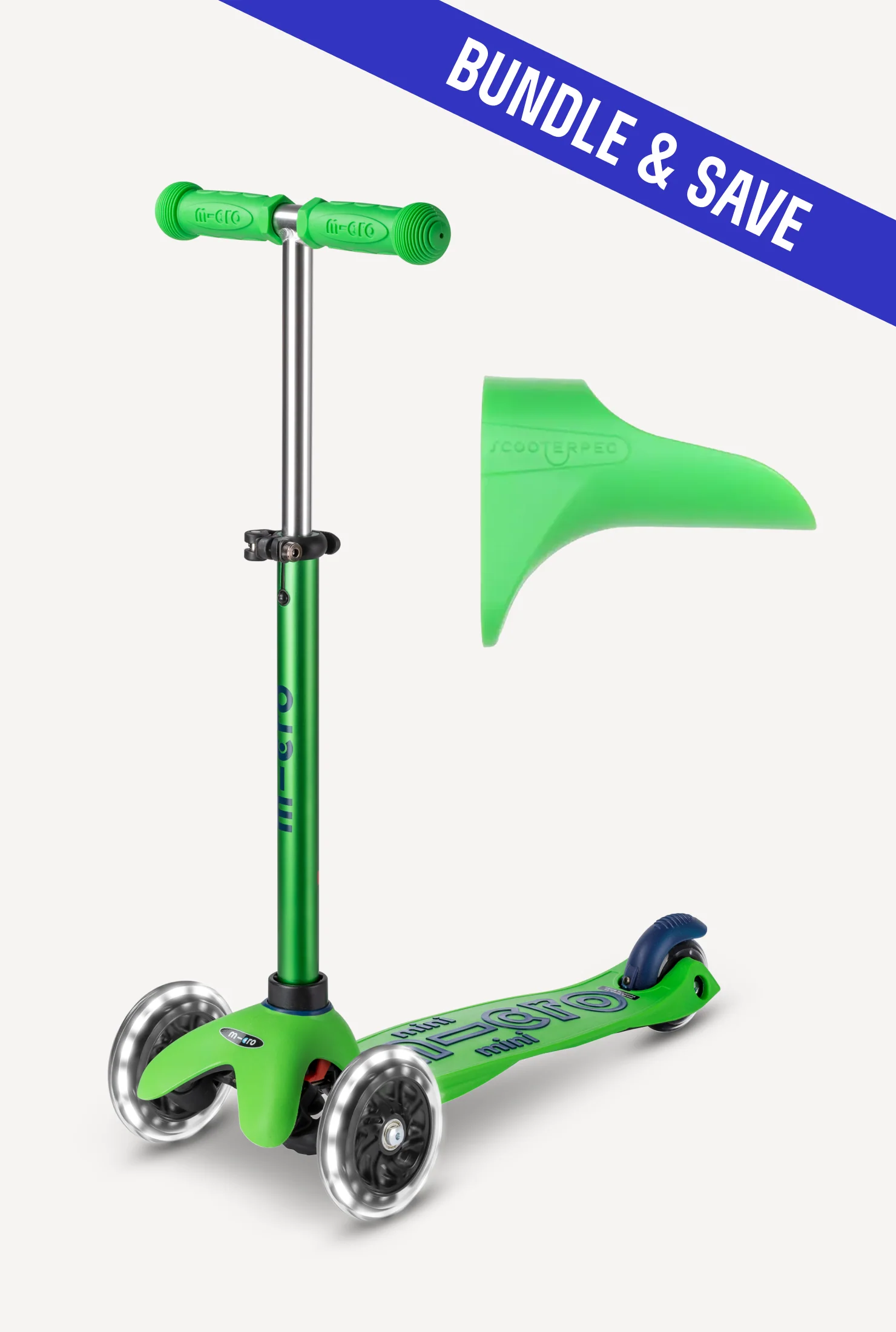 Micro Mini LED Scooter + Green Scooterpeg Bundle - Image 2