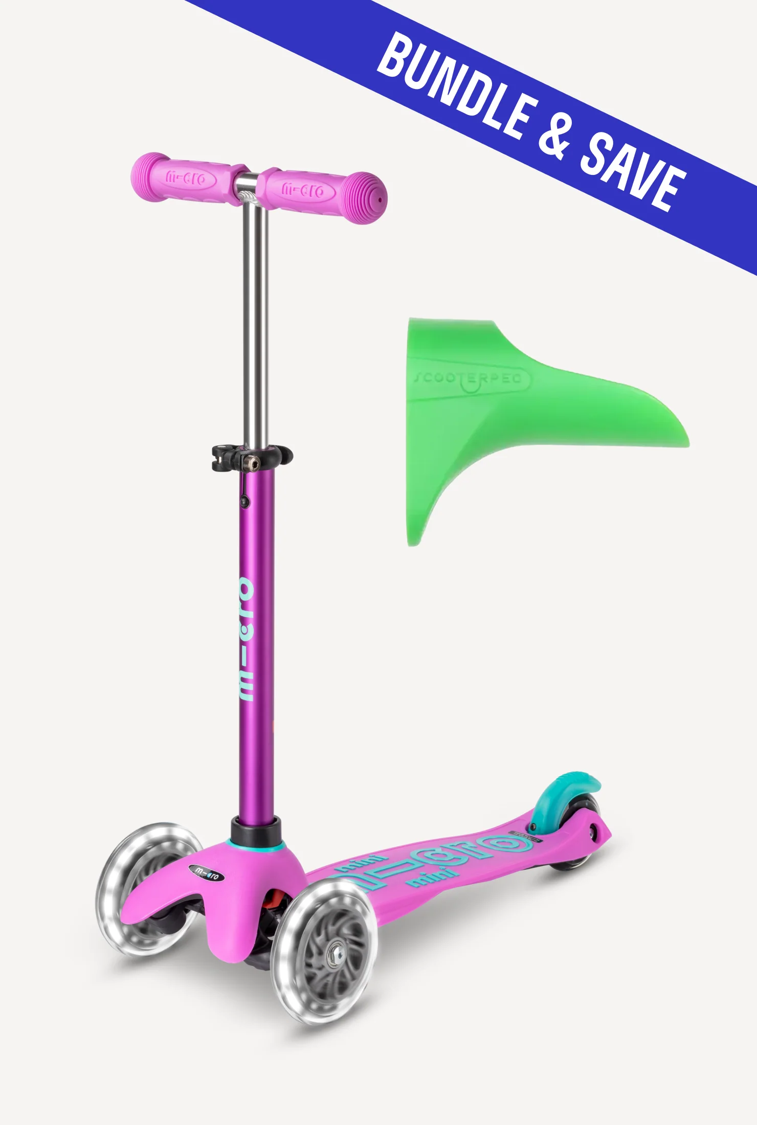 Micro Mini LED Scooter + Green Scooterpeg Bundle - Image 3