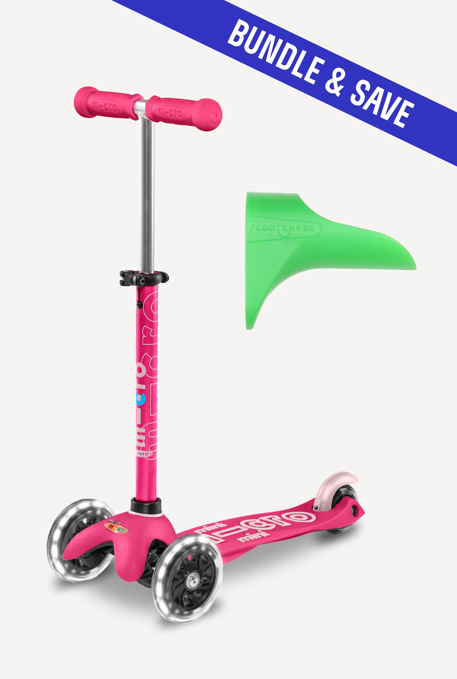 Micro Mini LED Scooter + Green Scooterpeg Bundle - Image 9